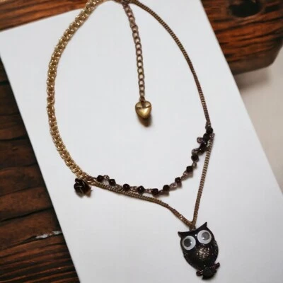 Collar Betsey Johnson Búho Negro Foto 1 de 3