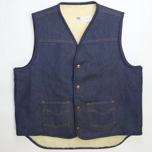 Vintage Montgomery Ward Jeansweste Jacke Gr. XL Tall Lammfell gefüttert - Bild 1 von 6