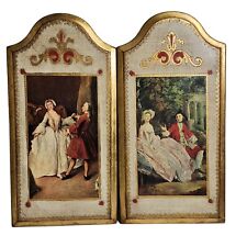 Vintage Florentine Wood Gold Gilt 16" Wall Plaques Picture 12.5" Made in Italy