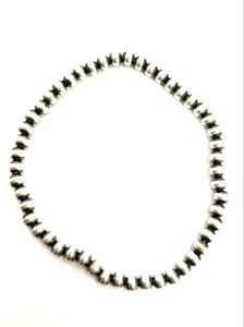 Native American Sterling Silver Navajo Pearl 4mm Old Look Stretch Bracelet