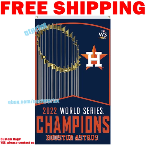 Houston Astros 2022 WORLD SERIES CHAMPIONS Flag Verical Banner 3X5 FT Fans MLB Cover