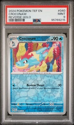 2024 Pokémon TEF EN Croconaw Reverse Holo Card #040 PSA Mint 9 - Image 1 of 2