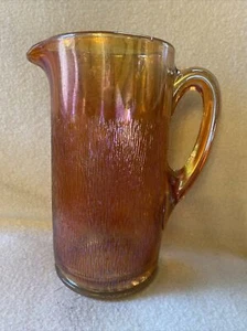 IMPERIAL 8 1/2" Marigold TREE BARK 48 oz Carnival Glass PITCHER - Picture 1 of 10