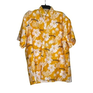Camicia hawaiana baseball Pittsburgh Pirates MLB taglia XL gialla floreale con loghi - Foto 1 di 4