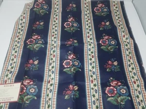 Waverly Tidewater Stripe Cotton Scotchguard Fabric Material Flowers Roses  - Picture 1 of 1