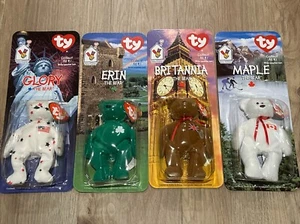 TY Beanie Babies 1999 McDonald's International Bears NEW Sealded Lot of 4 Mint - Picture 1 of 1