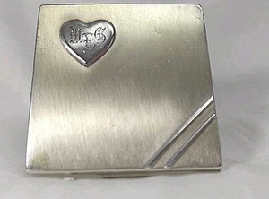Vintage massiv Sterling Silber 925 - USA - Herz Make Up - kompaktes Etui - Vanity - Bild 1 von 12