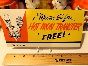 ORIGINAL UN-USED 1950'S MISTER SOFTEE PROMOTIONAL IRON ON TRUCK SIGN - Picture 1 of 5