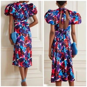 Rotate Birger Christensen Dawn Puff Sleeve Backless Midi Dress in Paint Size 2 - Picture 1 of 10