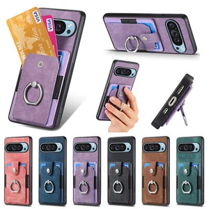 For Google Pixel 9 Pro XL/9/9 Pro PU Leather Wallet Phone Case with Ring Holder - Picture 1 of 14