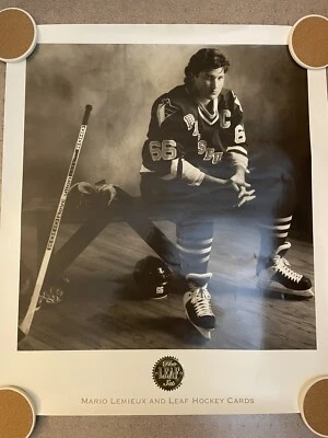 RARE Mario Lemieux Leaf Set Cards Poster 24X28 Pittsburgh Penguins - Good Cond! - Image 1 of 4