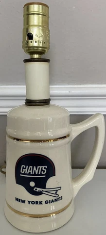 5 NEW YORK GIANTS SUPER BOWL XXV NEW YORK POST AD BEER & COFFEE MUGS & LAMP LOT! Cover