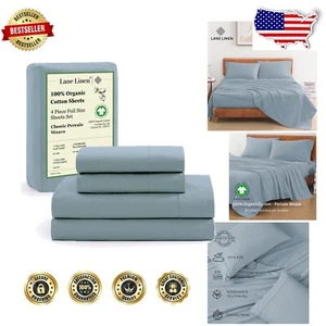 Luxurious Organic Cotton 4-Piece Full Sheet Set - Perfect Fit & Eco-Friendly - Picture 1 of 11