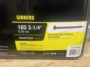 Grip Rite 16ctdskr 50 Lb 3-1/4"  Coated Smooth Shank  Sinker ,16CTDSKR - Picture 1 of 4