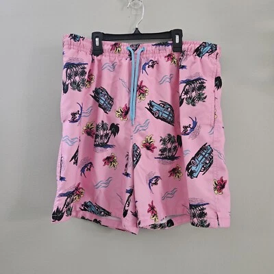 Mens XL Wave Zone Swim Trunks Board Shorts Drawstring Mesh Liner READ Pink Surf - Image 1 of 4