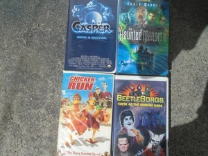 Children's VHS Movie Lot Casper Chicken Run Haunted Mansion BeetleBorgs - Picture 1 of 8