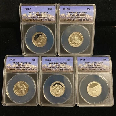 2012 S ANACS PF70 Proof Set National Park Quarter Dollars PR70 - Image 1 of 2