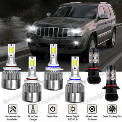 For Jeep Grand Cherokee 1999-2004 LED Headlight Bulbs Hi/Low Beam Fog Lights 6x - Image 1 of 4