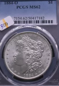 1884 O MORGAN SILVER DOLLAR PCGS CERTIFIED MS62 ORIGINAL & UNCLEANED DEEP FROSTY - Picture 1 of 2