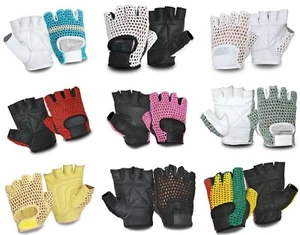 Cycling Gloves Hand Knit Crochet Padded Palm Leather Training Fitness - Picture 1 of 29