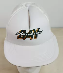 Trucker Hat Mesh Adjustable Snap Back White Green Yellow Bay Cartage Co OSFA - Picture 1 of 10