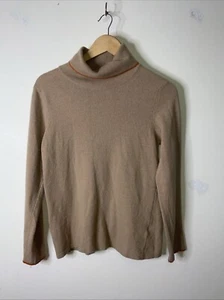 Benedetta B. Italy Med Damen Merino Blend Pullover Hellbraun Camel Rollkragen - Bild 1 von 8