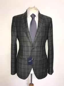 HACKETT - Mens Tailored Fit GREY Checked WOOL SUIT - 38 Reg - W32 L36 - BNWT - Picture 1 of 14