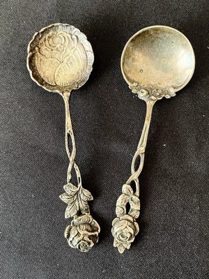 "Antiguo juego de cucharas crema azúcar rosa plata 800 4"" Art Deco" Foto 1 de 4