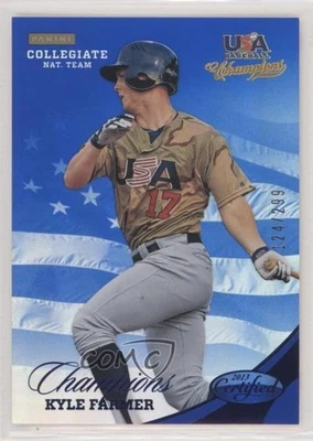 2013 USA Baseball Champions Certified National Team Mirror Blue /299 Kyle Farmer - Image 1 of 2