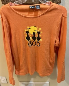 Camicia arancione Holiday Editions donna L gatti neri ~ haloween - Foto 1 di 2