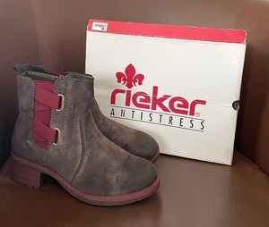 RIEKER Antistress Brown Faux Leather Chelsea Boots, UK 3.5 EU 36 - Ex Condition - Picture 1 of 10