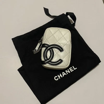 CHANEL Cambon Line Coco Mark Leather Cigarette Case Pouch White Used RARE  - Image 1 of 4