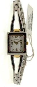 Caravelle by Bulova 45L92 Women's Square Analog Gold & Silver Half Bangle Watch - Picture 1 of 2