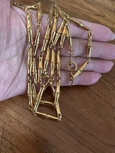 Spektakuläre Trifari Halskette mit Vintage Gold Bambus Gliedern - Bild 1 von 8