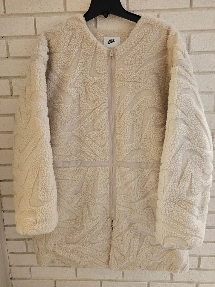Women's Nike Loose Fit High Pile Jacket Sherpa Fleece White FV8025-104 Size L