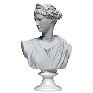 Busto Diana Cacciatrice Scultura in Marmo con Base in Alabastro Levigato H 15cm - Imagen 1 de 6