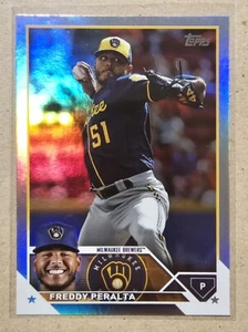 🔥⚾️ 2023 Topps Series 2 FREDDY PERALTA #353 Brewers Foil Board Refractor - Picture 1 of 2