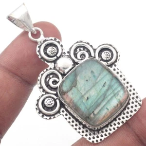 Tigerauge Halbmond ethnische Handarbeit Vintage Stil Anhänger Schmuck 2,4" M5818 - Bild 1 von 4