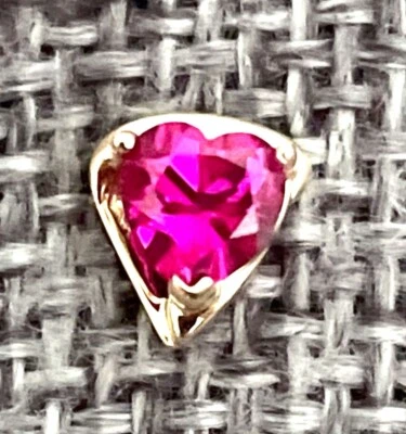 10k Solid Gold Framed Ruby Heart Single Stud Earring - Image 1 of 4