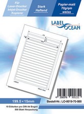 Etichette Adesive Din A4 Bianco 199,5x15mm (Laser Inkjet Copiatrice) 500 Foglia