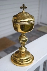 + Ciborio antico tradizionale francese + stile barocco + calice co. + (CU17) - Foto 1 di 12