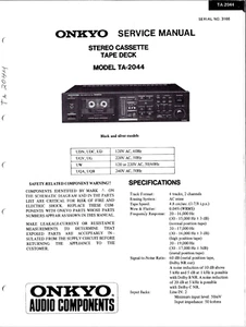 ONKYO TA-2044 STEREO KASSETTENBANDDECK, ORIGINAL SERVICEHANDBUCH - Bild 1 von 1