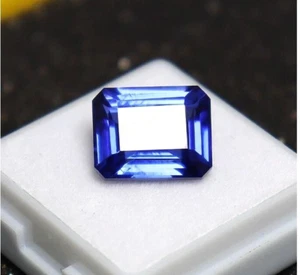 Piedra preciosa suelta zafiro azul corte esmeralda 10 quilates mejor oferta certificada - Imagen 1 de 5