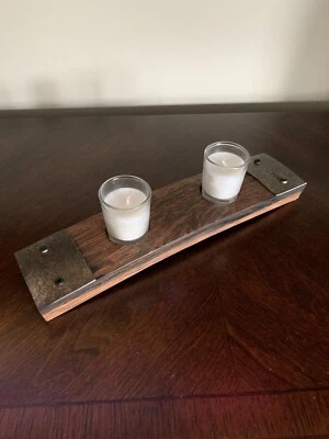 Candelabro Bourbon Barrel Stave 2 barril de vino hecho a mano en EE. UU. Foto 1 de 2