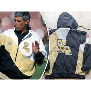 New Orleans Saints 90s APEX puffer jacket M black gold NFL Pro Line vintage - Picture 1 of 14