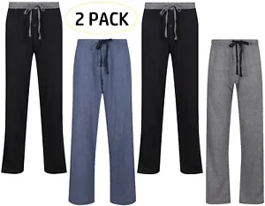 MENS 2 PACK PYJAMA BOTTOMS HANES SLEEP LOUNGE PANTS TWIN PACK S M L XL XXL NEW - Picture 1 of 16