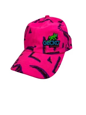 Gorra de colección Gecko Hawaii años 80 para mujer rosa neón cola de caballo correa colorida audaz Foto 1 de 4