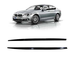 PARA ADAPTARSE A BMW SERIE 5 F10 F18 2010-2017 FALDÓN LATERAL EXTENSIONES EN NEGRO BRILLANTE PAR - Imagen 1 de 9