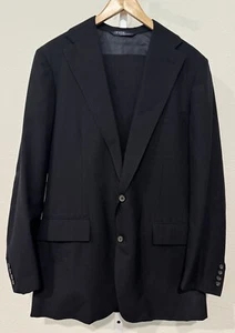 VTG 42 L Polo Ralph Lauren Navy Blue Solid Mid Weight Wool Suit Made USA 70s - Picture 1 of 23