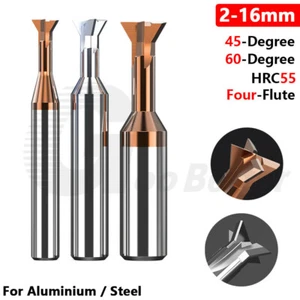 Solid Carbide Dovetail Milling Cutter 2-16mm 45 / 60 Degree CNC Aluminium Steel - Bild 1 von 46